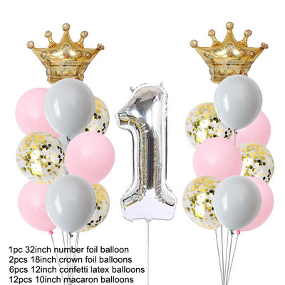 1ος 1 2 3 4 5 6 7 8 9 χρονών Χρόνια πολλά Αριθμός Αλουμινόχαρτο Μπαλόνια Μωρό Κοριτσάκι Διακόσμηση πρώτου πάρτι Παιδικά λάτεξ μακαρόν προμήθειες