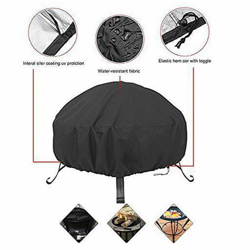 Okrugli poklopac za vatru, vanjski vodootporan poklopac za prašinu za peć za vatru, s dvije ručke, poklopac za prašinu za štednjak za roštilj