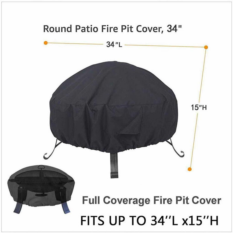 Okrugli poklopac za vatru, vanjski vodootporan poklopac za prašinu za peć za vatru, s dvije ručke, poklopac za prašinu za štednjak za roštilj