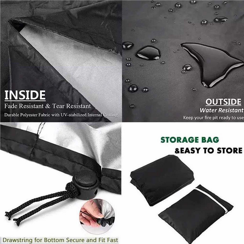 Okrugli poklopac za vatru, vanjski vodootporan poklopac za prašinu za peć za vatru, s dvije ručke, poklopac za prašinu za štednjak za roštilj