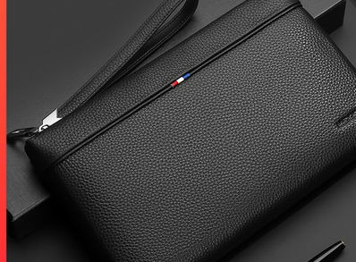 Vyriškas odinis sankabos krepšys su užtrauktuku ir rankena