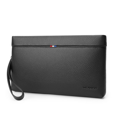 Vyriškas odinis sankabos krepšys su užtrauktuku ir rankena