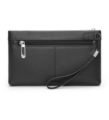 Vyriškas odinis sankabos krepšys su užtrauktuku ir rankena