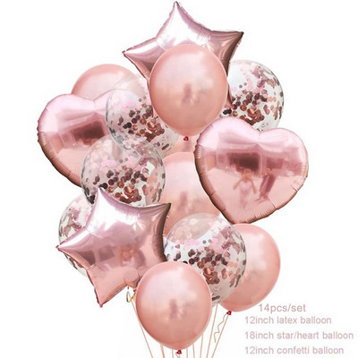 10 buc. Baloane din folie cu inimă de aur trandafir multiplu Baloane cu heliu Decoratiuni pentru petrecerea de aniversare pentru copii Baloane de nunta Rechizite pentru baby shower