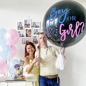 1 set uriaș băiat sau fată balon din latex negru pentru dezvăluire de sex baloane confetti pentru baby shower, decorație de petrecere pentru ziua de naștere