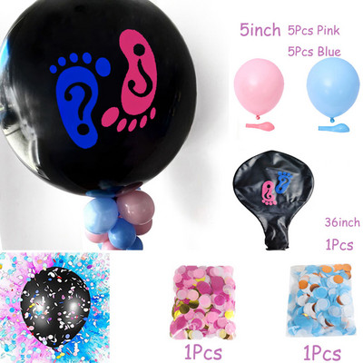 1 set uriaș băiat sau fată balon din latex negru pentru dezvăluire de sex baloane confetti pentru baby shower, decorație de petrecere pentru ziua de naștere