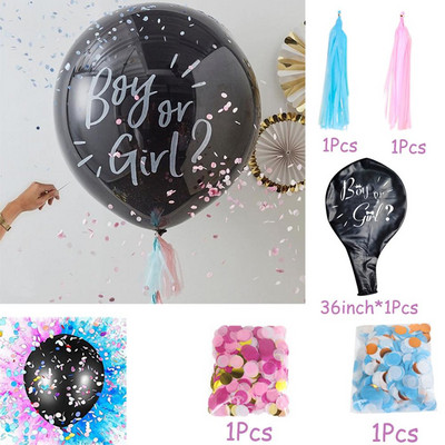 1 set uriaș băiat sau fată balon din latex negru pentru dezvăluire de sex baloane confetti pentru baby shower, decorație de petrecere pentru ziua de naștere