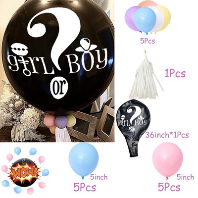 1 set uriaș băiat sau fată balon din latex negru pentru dezvăluire de sex baloane confetti pentru baby shower, decorație de petrecere pentru ziua de naștere