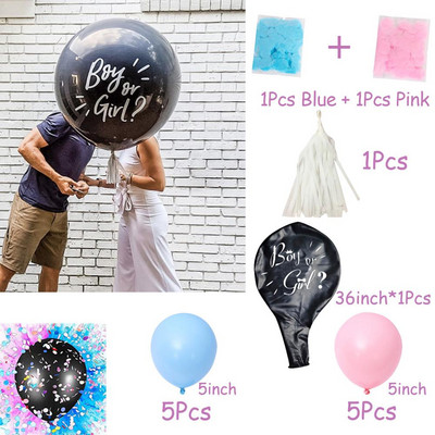 1 set uriaș băiat sau fată balon din latex negru pentru dezvăluire de sex baloane confetti pentru baby shower, decorație de petrecere pentru ziua de naștere