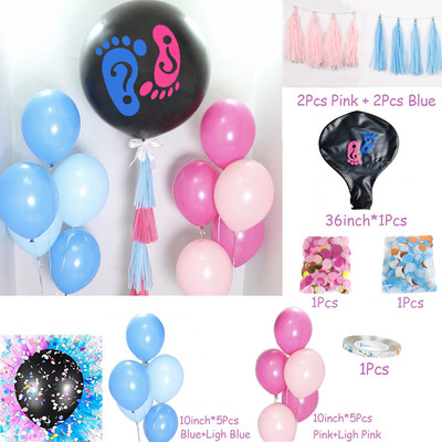 1 set uriaș băiat sau fată balon din latex negru pentru dezvăluire de sex baloane confetti pentru baby shower, decorație de petrecere pentru ziua de naștere