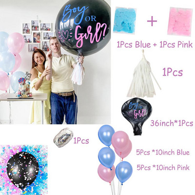 1 set uriaș băiat sau fată balon din latex negru pentru dezvăluire de sex baloane confetti pentru baby shower, decorație de petrecere pentru ziua de naștere