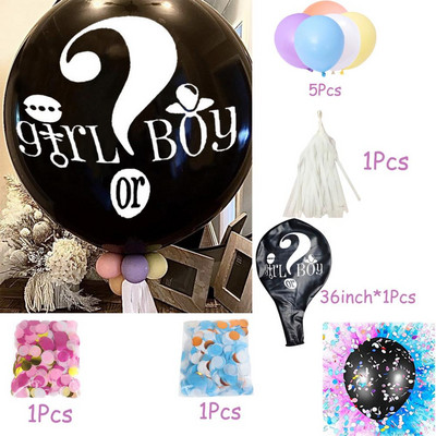 1 set uriaș băiat sau fată balon din latex negru pentru dezvăluire de sex baloane confetti pentru baby shower, decorație de petrecere pentru ziua de naștere