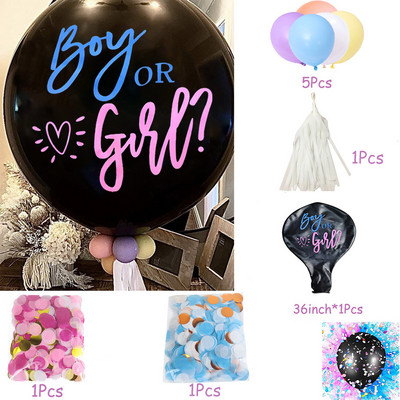 1 set uriaș băiat sau fată balon din latex negru pentru dezvăluire de sex baloane confetti pentru baby shower, decorație de petrecere pentru ziua de naștere