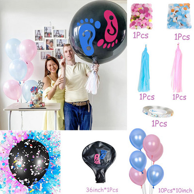 1 set uriaș băiat sau fată balon din latex negru pentru dezvăluire de sex baloane confetti pentru baby shower, decorație de petrecere pentru ziua de naștere
