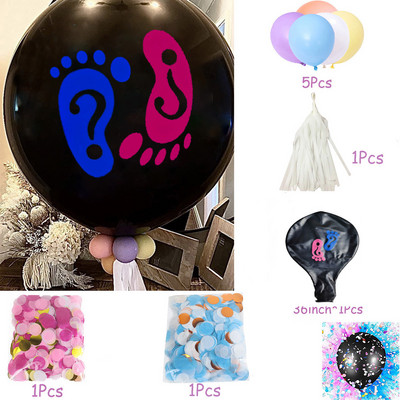 1 set uriaș băiat sau fată balon din latex negru pentru dezvăluire de sex baloane confetti pentru baby shower, decorație de petrecere pentru ziua de naștere