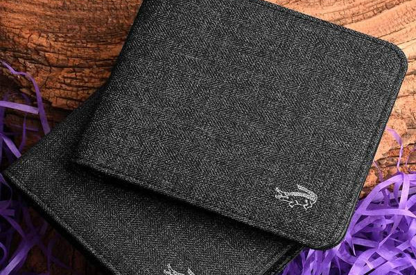 Tekstiilist meeste rahakott lahtritega krediitkaartide ja pangatähtede jaoks