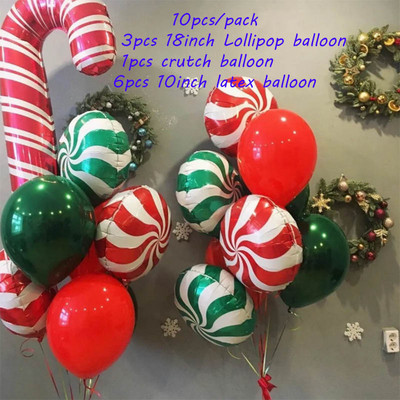 10 τμχ Κόκκινο Πράσινο Αστέρι Καρδιά Γλειφιτζούρι με αλουμινόχαρτο Μπαλόνι για Χαρούμενα Χριστουγεννιάτικα πάρτι Διακόσμηση Αι-Βασίλη Άλκη Αέρα Μπαλόνι Πρωτοχρονιάς Παιδικά Δώρα Μπάλα