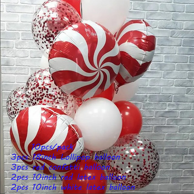 10 τμχ Κόκκινο Πράσινο Αστέρι Καρδιά Γλειφιτζούρι με αλουμινόχαρτο Μπαλόνι για Χαρούμενα Χριστουγεννιάτικα πάρτι Διακόσμηση Αι-Βασίλη Άλκη Αέρα Μπαλόνι Πρωτοχρονιάς Παιδικά Δώρα Μπάλα