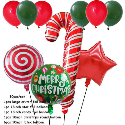 10 τμχ Κόκκινο Πράσινο Αστέρι Καρδιά Γλειφιτζούρι με αλουμινόχαρτο Μπαλόνι για Χαρούμενα Χριστουγεννιάτικα πάρτι Διακόσμηση Αι-Βασίλη Άλκη Αέρα Μπαλόνι Πρωτοχρονιάς Παιδικά Δώρα Μπάλα
