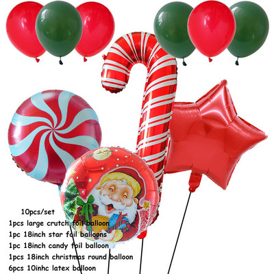 10 τμχ Κόκκινο Πράσινο Αστέρι Καρδιά Γλειφιτζούρι με αλουμινόχαρτο Μπαλόνι για Χαρούμενα Χριστουγεννιάτικα πάρτι Διακόσμηση Αι-Βασίλη Άλκη Αέρα Μπαλόνι Πρωτοχρονιάς Παιδικά Δώρα Μπάλα