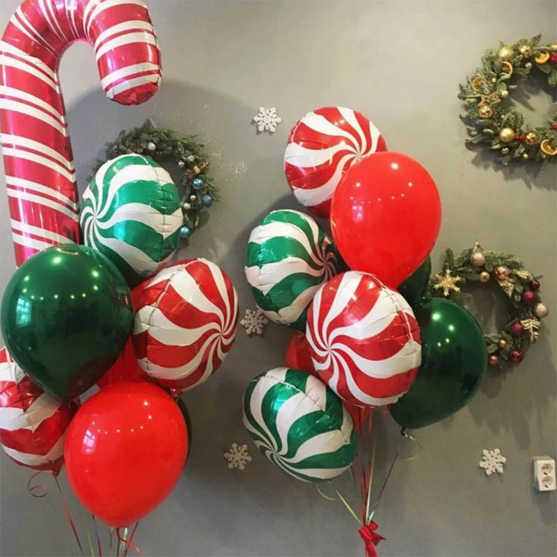 10 τμχ Κόκκινο Πράσινο Αστέρι Καρδιά Γλειφιτζούρι με αλουμινόχαρτο Μπαλόνι για Χαρούμενα Χριστουγεννιάτικα πάρτι Διακόσμηση Αι-Βασίλη Άλκη Αέρα Μπαλόνι Πρωτοχρονιάς Παιδικά Δώρα Μπάλα