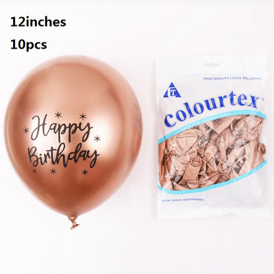 Baloane cromate de 12 inch, din latex metalic, model imprimat la mulți ani, baloane pentru baby shower, decorațiuni metalice pentru petrecerea de aniversare