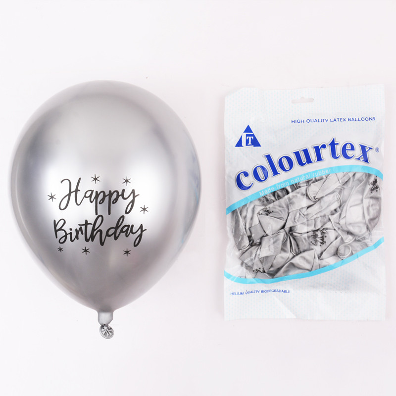 Baloane cromate de 12 inch, din latex metalic, model imprimat la mulți ani, baloane pentru baby shower, decorațiuni metalice pentru petrecerea de aniversare