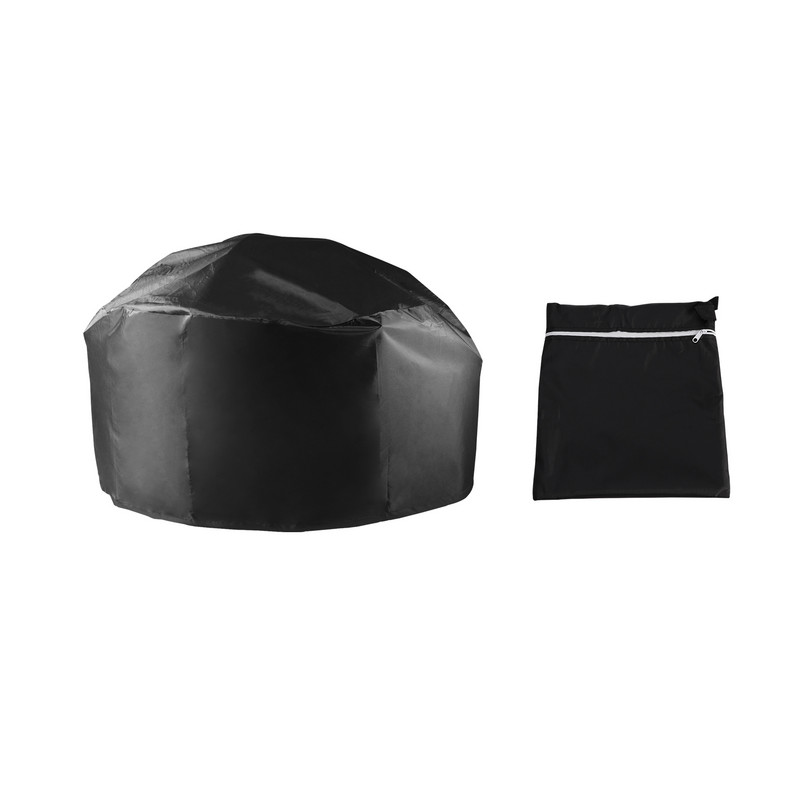 Capac pentru groapă de protecție rotundă, rezistentă la apă, grătar, gătit, neagră, terasă în aer liber, pânză Oxford, cu sac de depozitare, rezistentă la praf, rezistentă la vânt