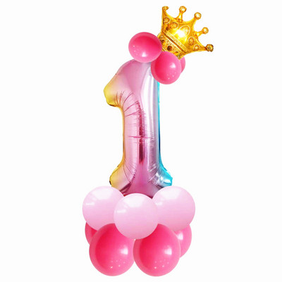 1 gab. Lieli zelta kroņa folijas baloni Princess Princess Baby Shower 32 collu gaisa numurs Balons dzimšanas dienas ballītes rotājumi bērniem Globos