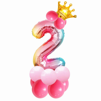 1 gab. Lieli zelta kroņa folijas baloni Princess Princess Baby Shower 32 collu gaisa numurs Balons dzimšanas dienas ballītes rotājumi bērniem Globos