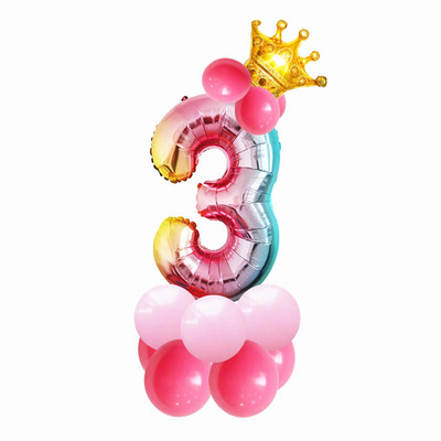 1 gab. Lieli zelta kroņa folijas baloni Princess Princess Baby Shower 32 collu gaisa numurs Balons dzimšanas dienas ballītes rotājumi bērniem Globos
