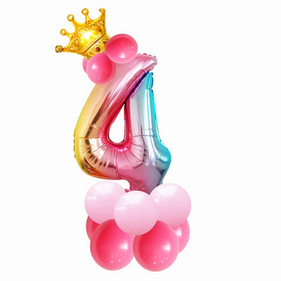 1 gab. Lieli zelta kroņa folijas baloni Princess Princess Baby Shower 32 collu gaisa numurs Balons dzimšanas dienas ballītes rotājumi bērniem Globos