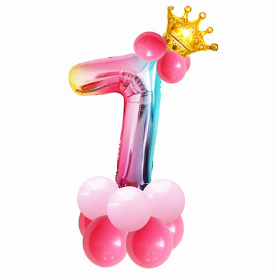 1 gab. Lieli zelta kroņa folijas baloni Princess Princess Baby Shower 32 collu gaisa numurs Balons dzimšanas dienas ballītes rotājumi bērniem Globos