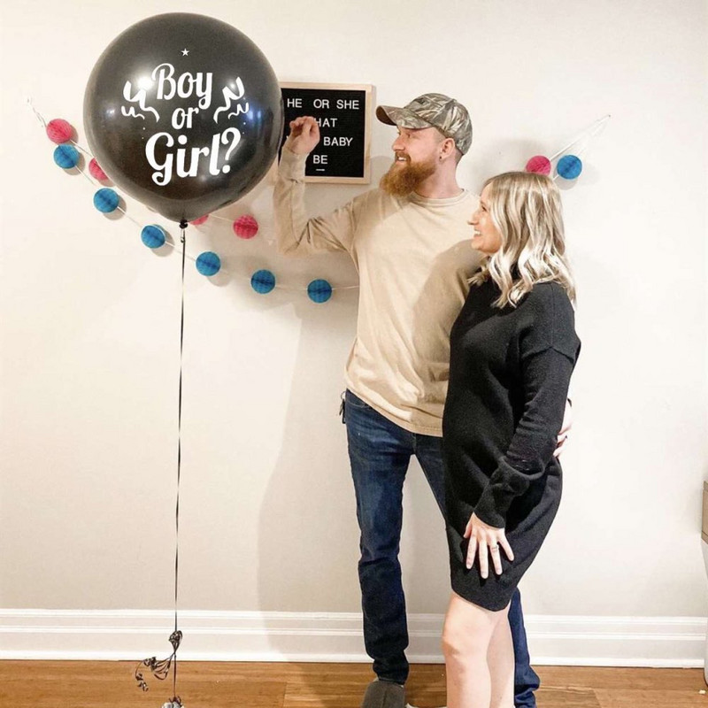 1 set de 36 de inchi pentru băiat sau fată, baloane pentru petrecere, baloane din latex negru, confeti albastre sau roz, decorațiuni pentru duș pentru copii