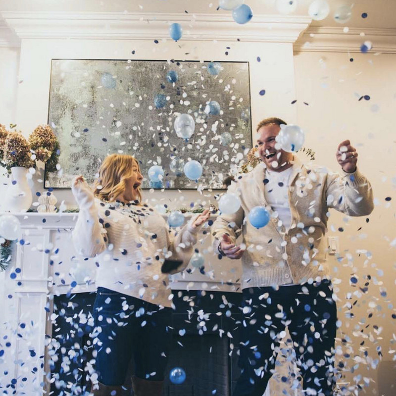 1 set de 36 de inchi pentru băiat sau fată, baloane pentru petrecere, baloane din latex negru, confeti albastre sau roz, decorațiuni pentru duș pentru copii