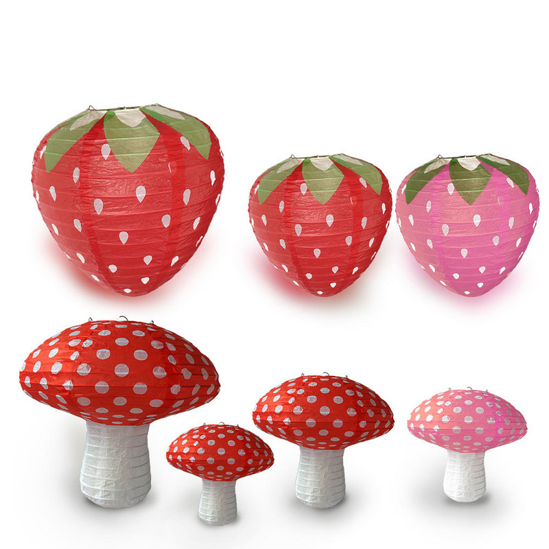 Popierinis grybų žibintas Vaikų 1-ojo gimtadienio vakarėlio dekoravimas darželio favoritas Trimatis grybų žibintas