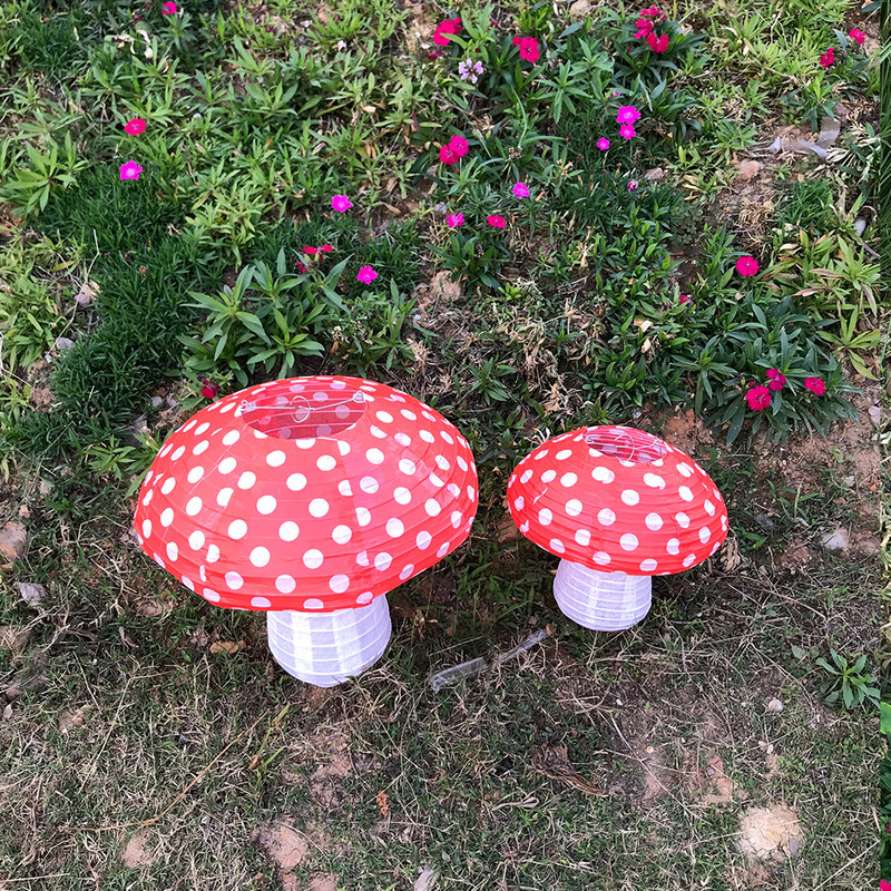 Popierinis grybų žibintas Vaikų 1-ojo gimtadienio vakarėlio dekoravimas darželio favoritas Trimatis grybų žibintas