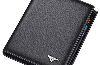 Moderan muški kožni novčanik s metalnim elementom