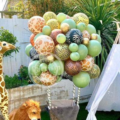 20 de baloane cu model tigru/bani/girafă de 12 inch pentru copii junglă safari animale sălbatice pentru decorațiuni pentru petrecerea de aniversare