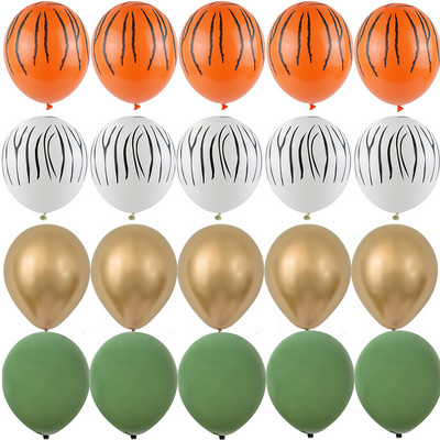 20 τμχ Μπαλόνια με μοτίβο τίγρης/χρήματα/καμηλοπάρδαλη 12 ιντσών για παιδικά είδη διακόσμησης για πάρτι γενεθλίων με άγρια ζώα σαφάρι ζούγκλας