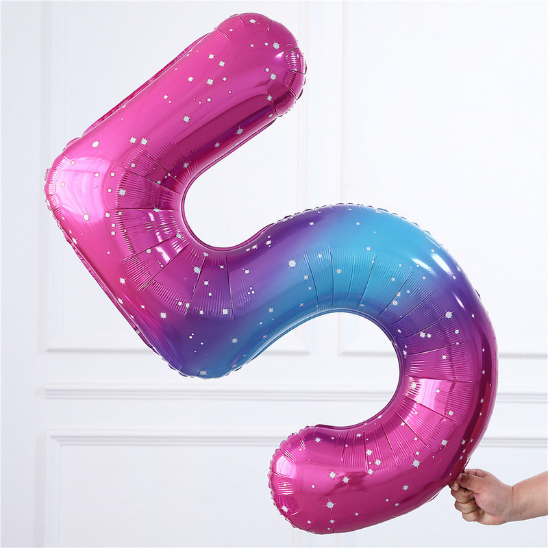 40 inch 0 1 2 3 4 5 6 7 8 9 Roz Blue Dot Star Număr Baloane din folie Decor petrecere de aniversare Jucărie pentru copii Baby Shower Globos cu heliu