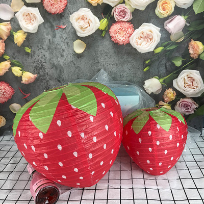 3D хартиен фенер с форма на ягода Пролетен ягодов тематичен декор за парти Детски ден Хартиен фенер със специална форма Baby Shower