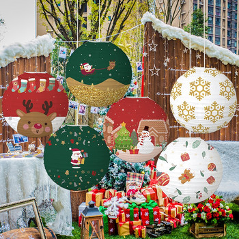 Висящ фенер Китайска хартиена топка Lampion Коледен фестивал Аксесоари за декорация Дядо Коледа Подарък Занаятчийски декор Коледно дърво