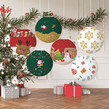 Κρεμαστό Φανάρι Κινεζική Χάρτινη Μπάλα Lampion Χριστουγεννιάτικο Φεστιβάλ Διακόσμηση Αξεσουάρ Santa Xmas Gift Craft Decor Χριστουγεννιάτικο δέντρο