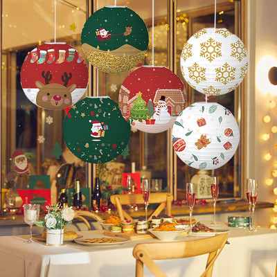 Κρεμαστό Φανάρι Κινεζική Χάρτινη Μπάλα Lampion Χριστουγεννιάτικο Φεστιβάλ Διακόσμηση Αξεσουάρ Santa Xmas Gift Craft Decor Χριστουγεννιάτικο δέντρο