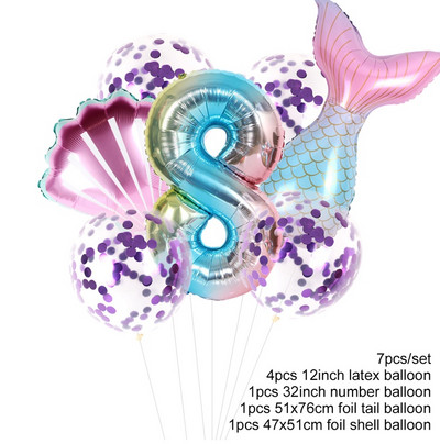 32-tollised Väikese Merineitsi peoõhupallid numbriga fooliumist õhupalliga pulm 1. sünnipäeva peokaunistus lastele Beebi dušš Heelium Globos