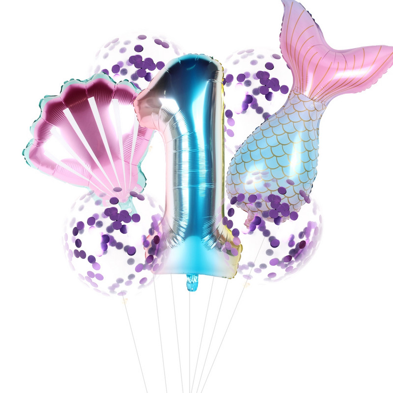 32-tollised Väikese Merineitsi peoõhupallid numbriga fooliumist õhupalliga pulm 1. sünnipäeva peokaunistus lastele Beebi dušš Heelium Globos