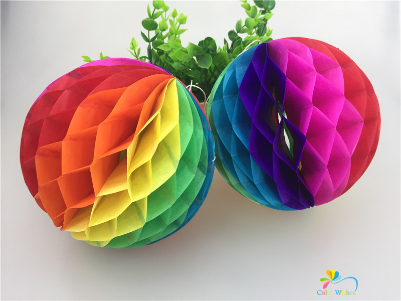 Mišraus dydžio 6 colių / 8 colių / 10 colių / 12 colių korio vaivorykštės popieriaus rutuliai Dekoratyviniai popieriniai žibintų rutuliai Vestuvių gimtadienio kūdikio dušas