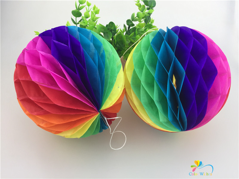 Mišraus dydžio 6 colių / 8 colių / 10 colių / 12 colių korio vaivorykštės popieriaus rutuliai Dekoratyviniai popieriniai žibintų rutuliai Vestuvių gimtadienio kūdikio dušas