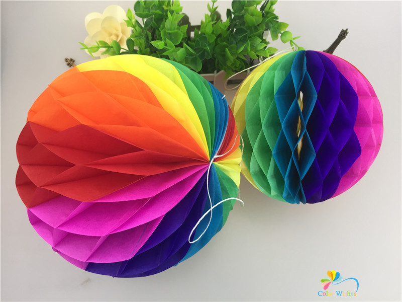 Mišraus dydžio 6 colių / 8 colių / 10 colių / 12 colių korio vaivorykštės popieriaus rutuliai Dekoratyviniai popieriniai žibintų rutuliai Vestuvių gimtadienio kūdikio dušas